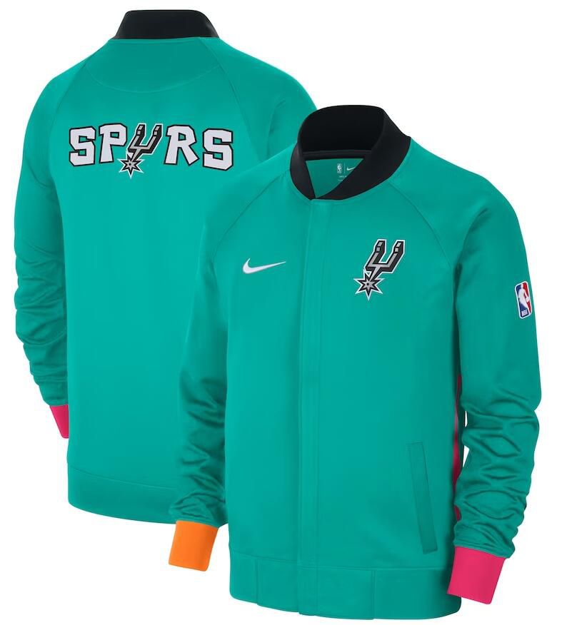 Men San Antonio Spurs Green Nike City Edition Full Zip Jacket 2023 NBA Jersey->san antonio spurs->NBA Jersey